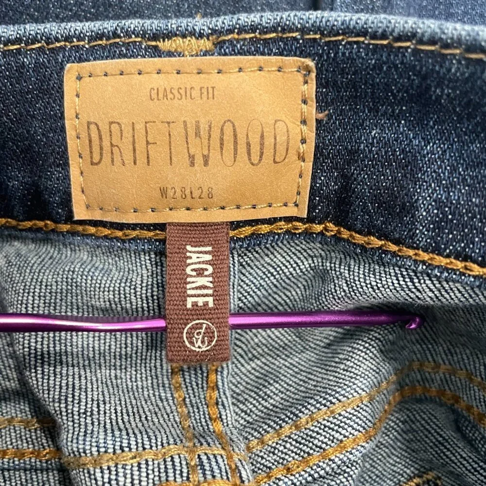 Driftwood Jackie‎ Jeans Womens Size 28 Blue Floral Embroidered Skinny 27